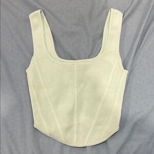 Aritzia Cream Bustier Bodysuit Crop Top